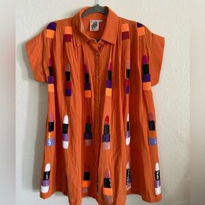 New queen of sparkles Orange Button-Up dress.